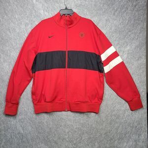 Manchester United Football Track Jacket‎ Top Nike XXL Patch Red White Stripes